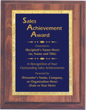 Cherry Woodgrain Plaque with Decorative Plate - Outstanding Sales Achievement Award