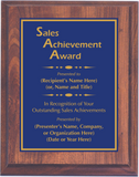 Cherry Woodgrain Plaque with Standard Plate - Outstanding Sales Achievement Award