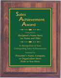 Cherry Woodgrain Plaque with Standard Plate - Outstanding Sales Achievement Award