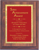 Cherry Woodgrain Plaque with Decorative Plate - Outstanding Sales Achievement Award