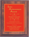 Cherry Woodgrain Plaque with Standard Plate - Outstanding Sales Achievement Award