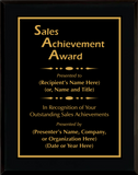 Gloss Black Wood Plaque with Standard Plate - Outstanding Sales Achievement Award
