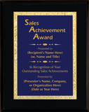 Gloss Black Wood Plaque with Decorative Plate - Outstanding Sales Achievement Award