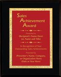 Gloss Black Wood Plaque with Decorative Plate - Outstanding Sales Achievement Award