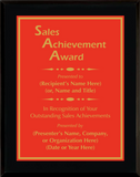 Gloss Black Wood Plaque with Standard Plate - Outstanding Sales Achievement Award
