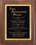 Walnut Wood Plaque with Decorative Plate - Outstanding Sales Achievement Award