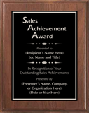 Walnut Wood Plaque with Standard Plate - Outstanding Sales Achievement Award
