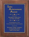 Walnut Wood Plaque with Standard Plate - Outstanding Sales Achievement Award