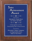 Walnut Wood Plaque with Standard Plate - Outstanding Sales Achievement Award