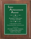 Walnut Wood Plaque with Standard Plate - Outstanding Sales Achievement Award