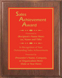 Walnut Wood Plaque with Standard Plate - Outstanding Sales Achievement Award