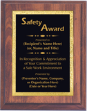 Cherry Woodgrain Plaque with Decorative Plate - Safety Award