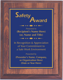 Cherry Woodgrain Plaque with Standard Plate - Safety Award