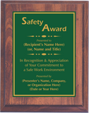 Cherry Woodgrain Plaque with Standard Plate - Safety Award