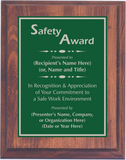Cherry Woodgrain Plaque with Standard Plate - Safety Award