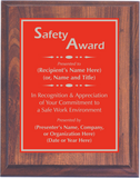 Cherry Woodgrain Plaque with Standard Plate - Safety Award