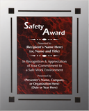 Acrylic Clear Plaque with Marble Design Accent - Safety Award