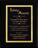 Gloss Black Wood Plaque with Decorative Plate - Safety Award