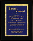 Gloss Black Wood Plaque with Decorative Plate - Safety Award