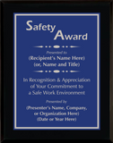 Gloss Black Wood Plaque with Standard Plate - Safety Award