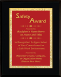 Gloss Black Wood Plaque with Decorative Plate - Safety Award
