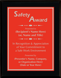 Gloss Black Wood Plaque with Standard Plate - Safety Award