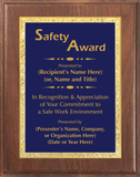 Walnut Wood Plaque with Decorative Plate - Safety Award