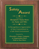 Walnut Wood Plaque with Standard Plate - Safety Award