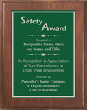 Walnut Wood Plaque with Standard Plate - Safety Award