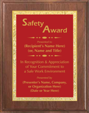 Walnut Wood Plaque with Decorative Plate - Safety Award