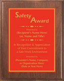 Walnut Wood Plaque with Standard Plate - Safety Award
