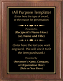 Walnut Wood Plaque with Standard Plate - Design Your Own Award