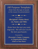 Walnut Wood Plaque with Standard Plate - Design Your Own Award