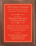 Walnut Wood Plaque with Standard Plate - Design Your Own Award