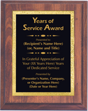 Cherry Woodgrain Plaque with Decorative Plate - Years of Service Award