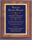 Cherry Woodgrain Plaque with Decorative Plate - Years of Service Award