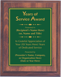 Cherry Woodgrain Plaque with Standard Plate - Years of Service Award