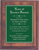 Cherry Woodgrain Plaque with Standard Plate - Years of Service Award