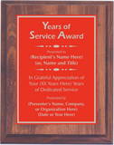Cherry Woodgrain Plaque with Standard Plate - Years of Service Award