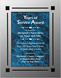 Acrylic Clear Plaque with Marble Design Accent - Years of Service Award