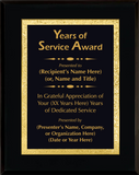 Gloss Black Wood Plaque with Decorative Plate - Years of Service Award