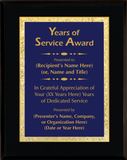 Gloss Black Wood Plaque with Decorative Plate - Years of Service Award