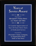 Gloss Black Wood Plaque with Standard Plate - Years of Service Award