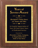 Walnut Wood Plaque with Decorative Plate - Years of Service Award