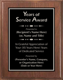 Walnut Wood Plaque with Standard Plate - Years of Service Award