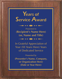 Walnut Wood Plaque with Standard Plate - Years of Service Award