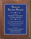 Walnut Wood Plaque with Standard Plate - Years of Service Award