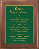 Walnut Wood Plaque with Standard Plate - Years of Service Award