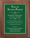 Walnut Wood Plaque with Standard Plate - Years of Service Award
