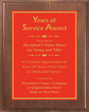 Walnut Wood Plaque with Standard Plate - Years of Service Award